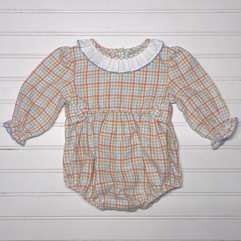 POSH TOTS SAGE & LILLY VGUC Girls Multicolor Gingham Flannel Ruffle Bubble